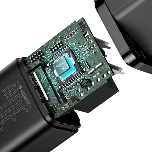 Baseus kelioninis įkroviklis Super Si 1C Quick įkroviklis PD 30 W (CCSUP-J01), juoda spalva