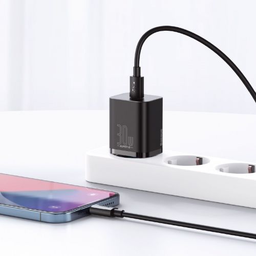 Baseus kelioninis įkroviklis Super Si 1C Quick įkroviklis PD 30 W (CCSUP-J01), juoda spalva