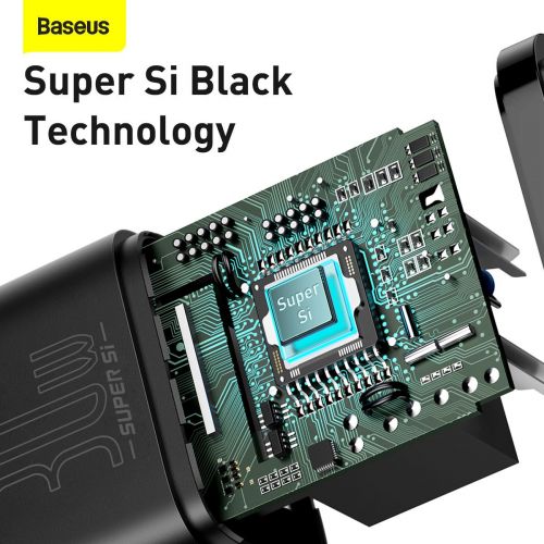 Baseus kelioninis įkroviklis Super Si 1C Quick įkroviklis PD 30 W (CCSUP-J01), juoda spalva