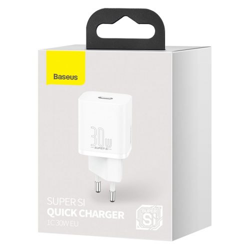 Baseus kelioninis įkroviklis Super Si 1C Quick įkroviklis PD 30 W (CCSUP-J02), balta spalva
