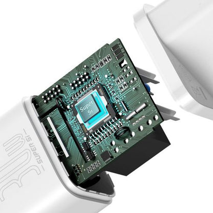 Baseus kelioninis įkroviklis Super Si 1C Quick įkroviklis PD 30 W (CCSUP-J02), balta spalva