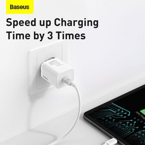 Baseus kelioninis įkroviklis Super Si 1C Quick įkroviklis PD 30 W (CCSUP-J02), balta spalva