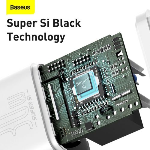 Baseus kelioninis įkroviklis Super Si 1C Quick įkroviklis PD 30 W (CCSUP-J02), balta spalva