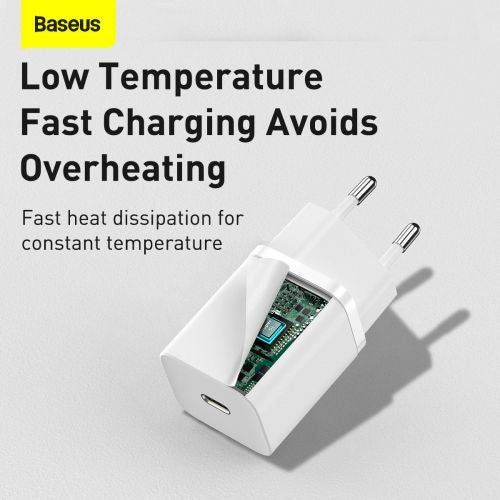 Baseus kelioninis įkroviklis Super Si 1C Quick įkroviklis PD 30 W (CCSUP-J02), balta spalva