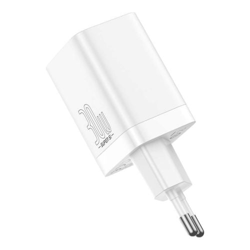 Baseus kelioninis įkroviklis Super Si Pro mini greitasis įkroviklis, C+U, PD 3.0, QC 3.0 30 W (CCSUPP-E02), balta spalva