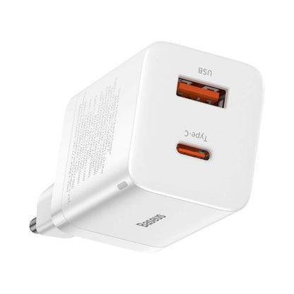Baseus kelioninis įkroviklis Super Si Pro mini greitasis įkroviklis, C+U, PD 3.0, QC 3.0 30 W (CCSUPP-E02), balta spalva