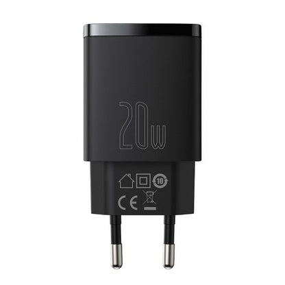 Baseus kelioninis įkroviklis Compact Quick įkroviklis U+C 20 W (CCXJ-B01), juoda spalva