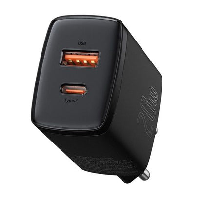 Baseus kelioninis įkroviklis Compact Quick įkroviklis U+C 20 W (CCXJ-B01), juoda spalva