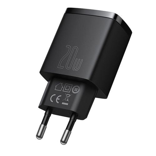Baseus kelioninis įkroviklis Compact Quick įkroviklis U+C 20 W (CCXJ-B01), juoda spalva