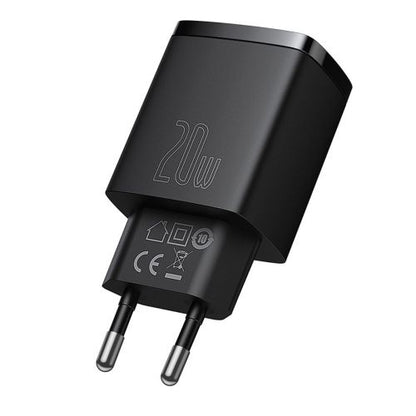 Baseus kelioninis įkroviklis Compact Quick įkroviklis U+C 20 W (CCXJ-B01), juoda spalva