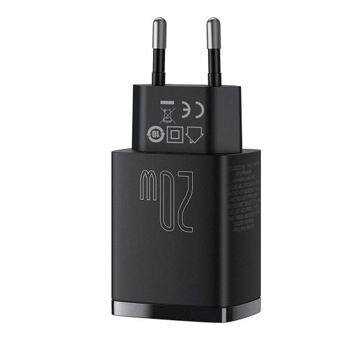 Baseus kelioninis įkroviklis Compact Quick įkroviklis U+C 20 W (CCXJ-B01), juoda spalva