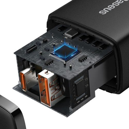 Baseus kelioninis įkroviklis Compact Quick įkroviklis U+C 20 W (CCXJ-B01), juoda spalva