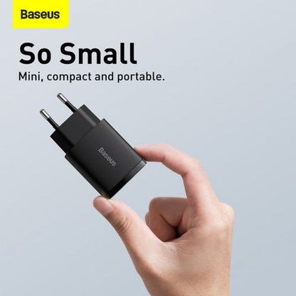 Baseus kelioninis įkroviklis Compact Quick įkroviklis U+C 20 W (CCXJ-B01), juoda spalva