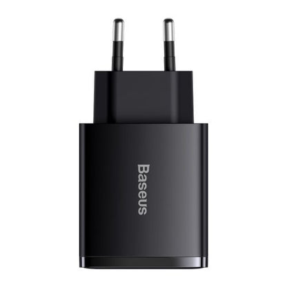 Baseus kelioninis įkroviklis Compact Quick įkroviklis U+U+C PD3.0, QC 3.0 30 W (CCXJ-E01), juoda spalva