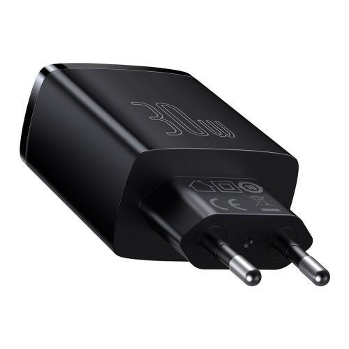 Baseus kelioninis įkroviklis Compact Quick įkroviklis U+U+C PD3.0, QC 3.0 30 W (CCXJ-E01), juoda spalva