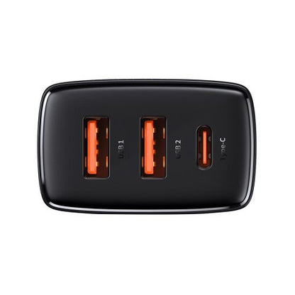 Baseus kelioninis įkroviklis Compact Quick įkroviklis U+U+C PD3.0, QC 3.0 30 W (CCXJ-E01), juoda spalva