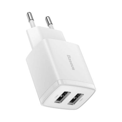 Baseus kelioninis įkroviklis Compact sieninis įkroviklis U+U, 10.5 W (CCXJ010202), balta spalva