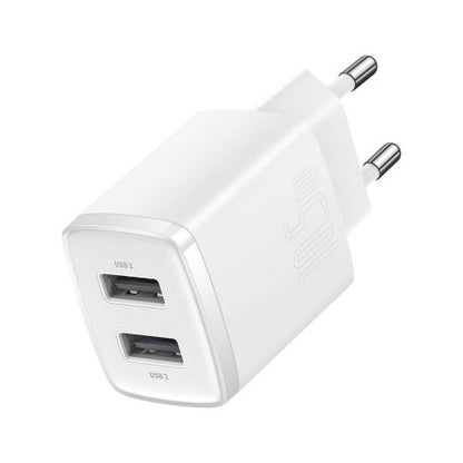 Baseus kelioninis įkroviklis Compact sieninis įkroviklis U+U, 10.5 W (CCXJ010202), balta spalva