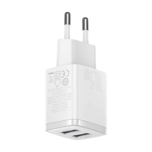 Baseus kelioninis įkroviklis Compact sieninis įkroviklis U+U, 10.5 W (CCXJ010202), balta spalva