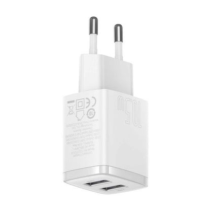 Baseus kelioninis įkroviklis Compact sieninis įkroviklis U+U, 10.5 W (CCXJ010202), balta spalva