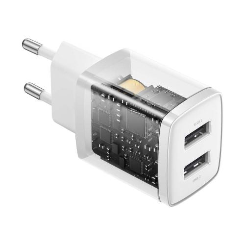 Baseus kelioninis įkroviklis Compact sieninis įkroviklis U+U, 10.5 W (CCXJ010202), balta spalva