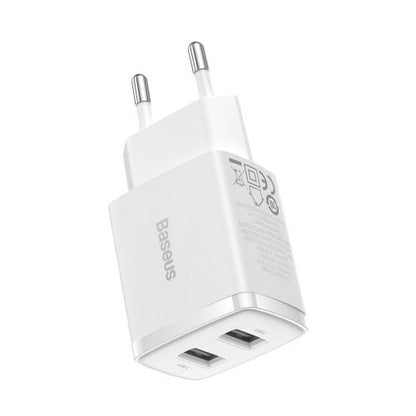 Baseus kelioninis įkroviklis Compact sieninis įkroviklis U+U, 10.5 W (CCXJ010202), balta spalva