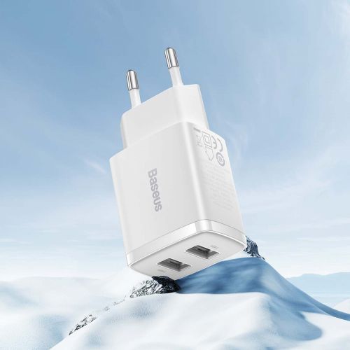 Baseus kelioninis įkroviklis Compact sieninis įkroviklis U+U, 10.5 W (CCXJ010202), balta spalva