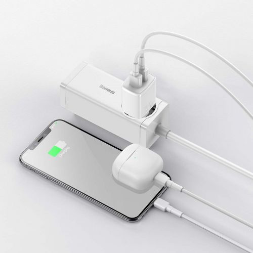 Baseus kelioninis įkroviklis Compact sieninis įkroviklis U+U, 10.5 W (CCXJ010202), balta spalva