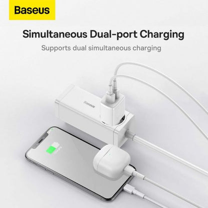 Baseus kelioninis įkroviklis Compact sieninis įkroviklis U+U, 10.5 W (CCXJ010202), balta spalva