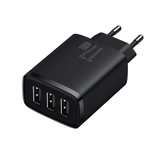 Baseus kelioninis įkroviklis Compact sieninis įkroviklis U+U+U, 17 W (CCXJ020101), juoda spalva