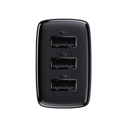 Baseus kelioninis įkroviklis Compact sieninis įkroviklis U+U+U, 17 W (CCXJ020101), juoda spalva