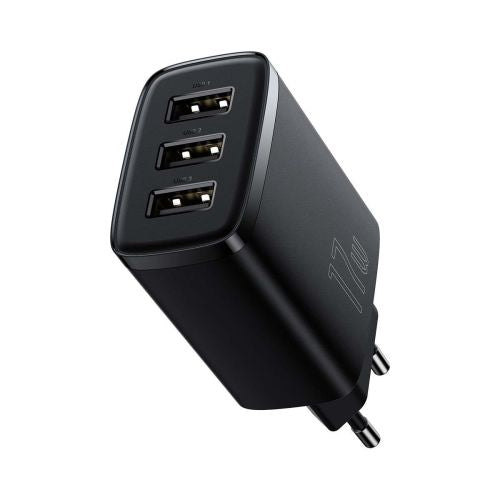 Baseus kelioninis įkroviklis Compact sieninis įkroviklis U+U+U, 17 W (CCXJ020101), juoda spalva