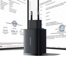 Baseus kelioninis įkroviklis Compact sieninis įkroviklis U+U+U, 17 W (CCXJ020101), juoda spalva