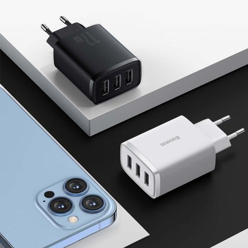 Baseus kelioninis įkroviklis Compact sieninis įkroviklis U+U+U, 17 W (CCXJ020101), juoda spalva