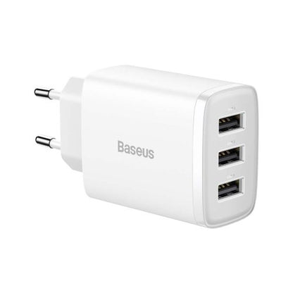 Baseus kelioninis įkroviklis Compact sieninis įkroviklis U+U+U, 17 W (CCXJ020102), balta spalva
