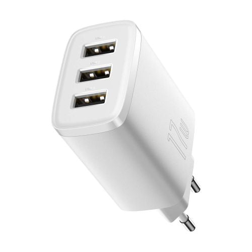Baseus kelioninis įkroviklis Compact sieninis įkroviklis U+U+U, 17 W (CCXJ020102), balta spalva
