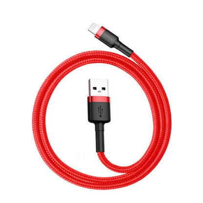 Baseus Lightning Cafule laidas 2.4A 0.5m + (CALKLF-A09), raudona spalva