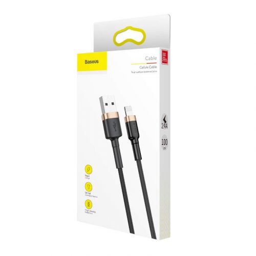 Baseus Lightning Cafule laidas 2.4A 1m + (CALKLF-BV1), juoda / auksinė spalva