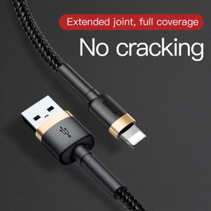 Baseus Lightning Cafule laidas 2.4A 1m + (CALKLF-BV1), juoda / auksinė spalva
