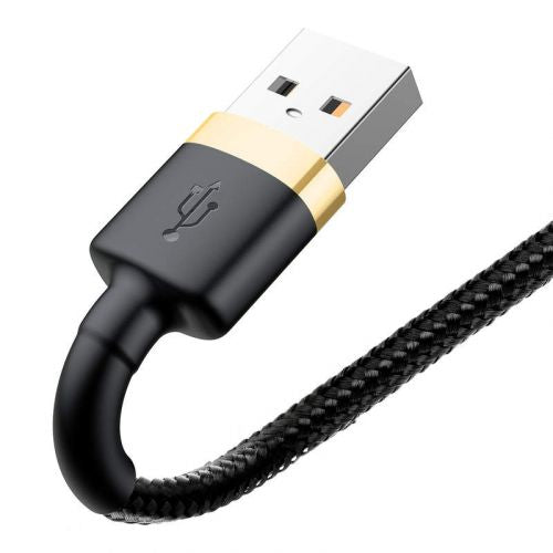 Baseus Lightning Cafule laidas 2.4A 1m + (CALKLF-BV1), juoda / auksinė spalva
