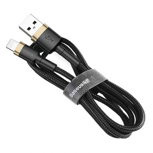 Baseus Lightning Cafule laidas 2.4A 1m + (CALKLF-BV1), juoda / auksinė spalva