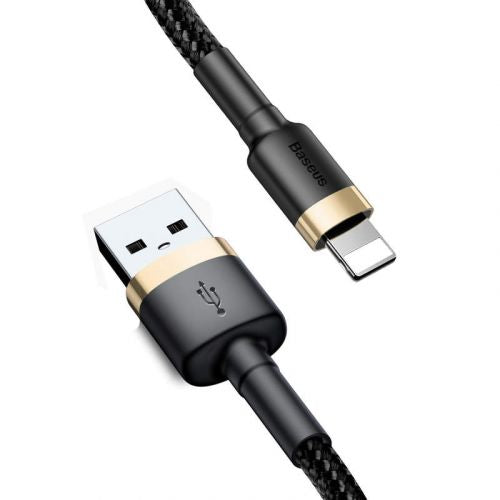 Baseus Lightning Cafule laidas 2.4A 1m + (CALKLF-BV1), juoda / auksinė spalva