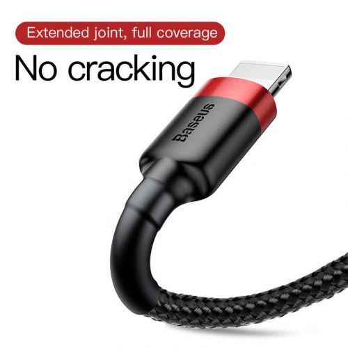 Baseus Lightning Cafule laidas 1.5A 2m + (CALKLF-C19), juoda / raudona spalva