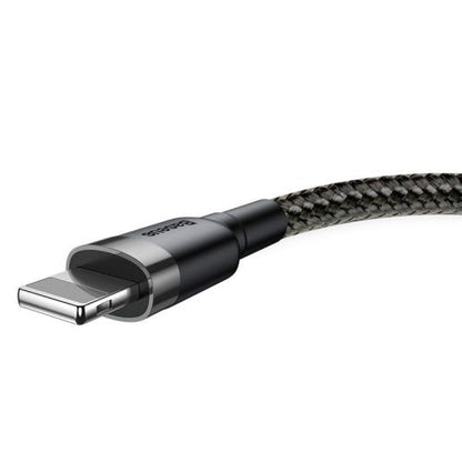 Baseus Lightning Cafule laidas 1.5A 2m + (CALKLF-CG1), juoda / pilka spalva