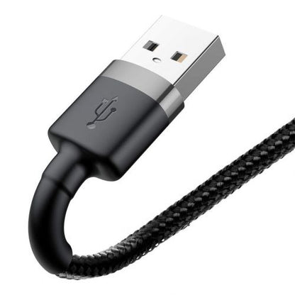 Baseus Lightning Cafule laidas 1.5A 2m + (CALKLF-CG1), juoda / pilka spalva