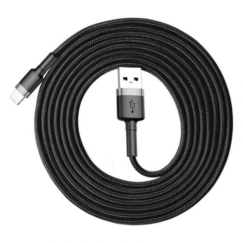 Baseus Lightning Cafule laidas 1.5A 2m + (CALKLF-CG1), juoda / pilka spalva