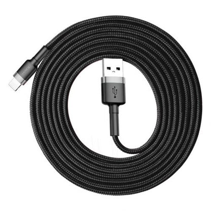 Baseus Lightning Cafule laidas 1.5A 2m + (CALKLF-CG1), juoda / pilka spalva