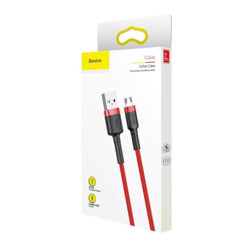 Baseus Micro USB Cafule laidas 2.4A 1m + (CAMKLF-B09), raudona spalva