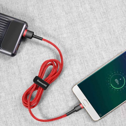 Baseus Micro USB Cafule laidas 2.4A 1m + (CAMKLF-B09), raudona spalva