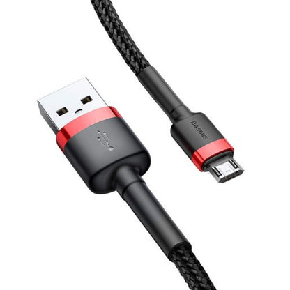 Baseus Micro USB Cafule laidas 2.4A 1m + (CAMKLF-B91), juoda / raudona spalva